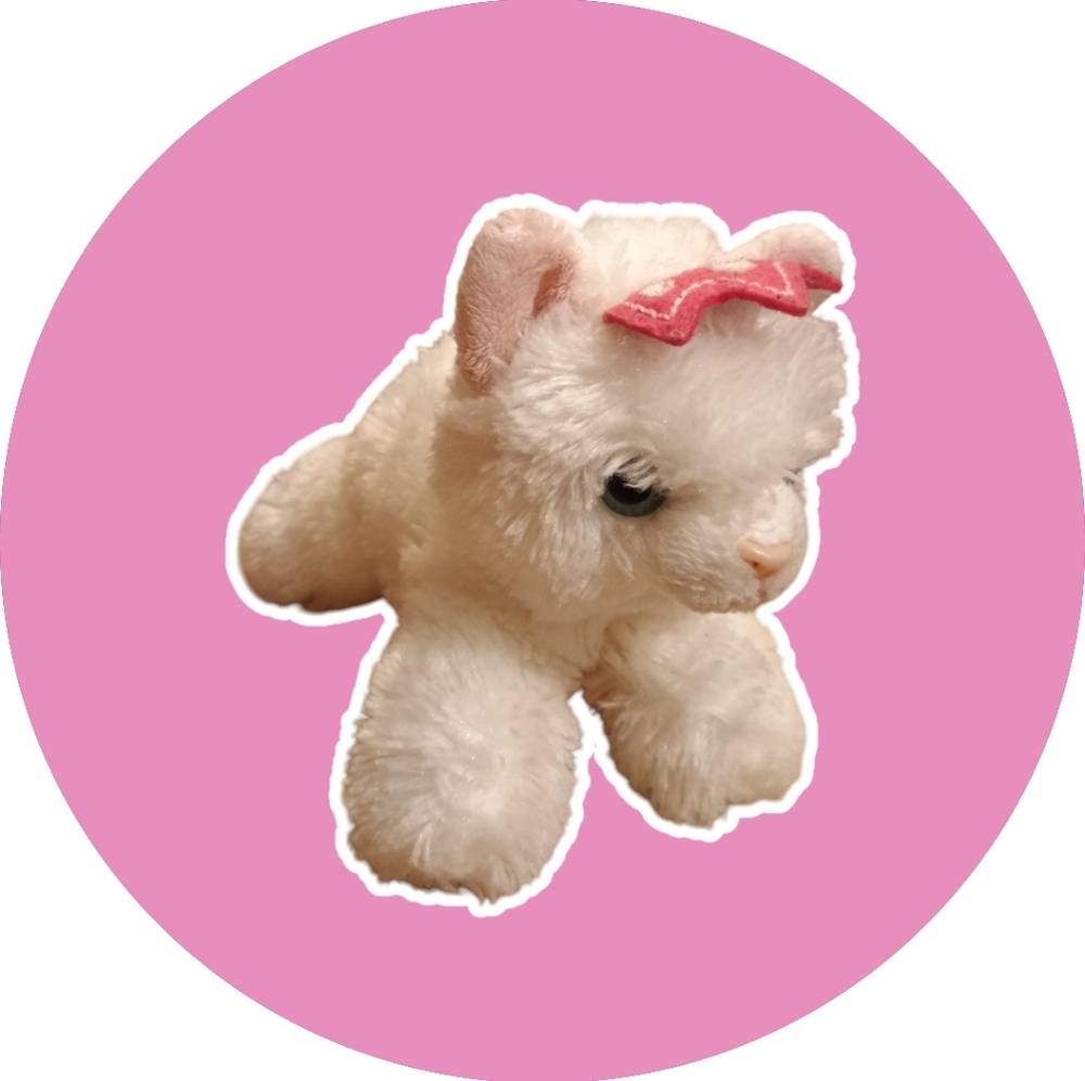 Aurora Pink Princess Crown Kitty Cat Plush 6 Inch White Soft & Fuzzy